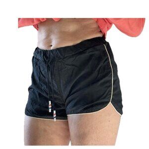Athletic black running shorts w/mesh liner, drawstring closure, sz 2